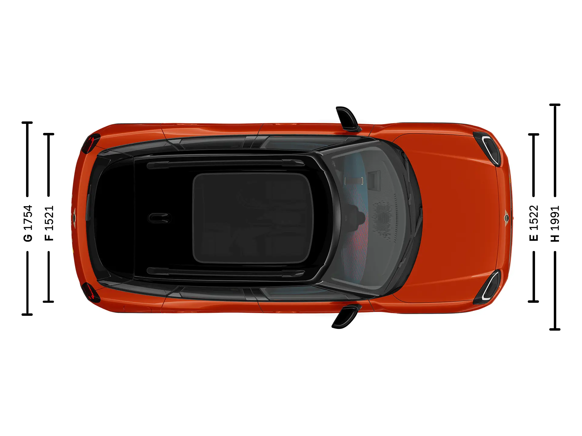 MINI Aceman Electric Dimensions Ciel de toit