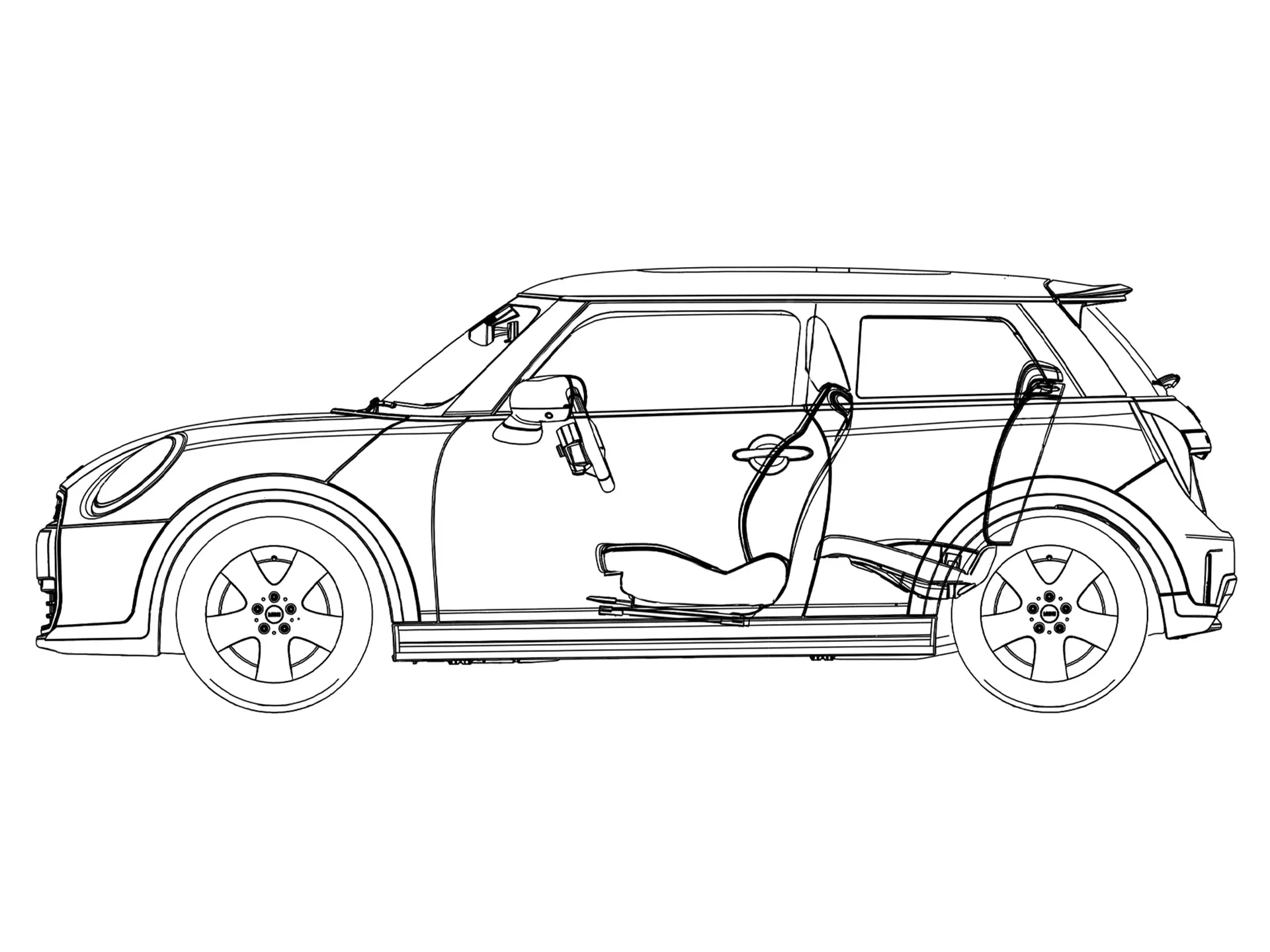 MINI Cooper 3 Portes – Croquis vue latérale