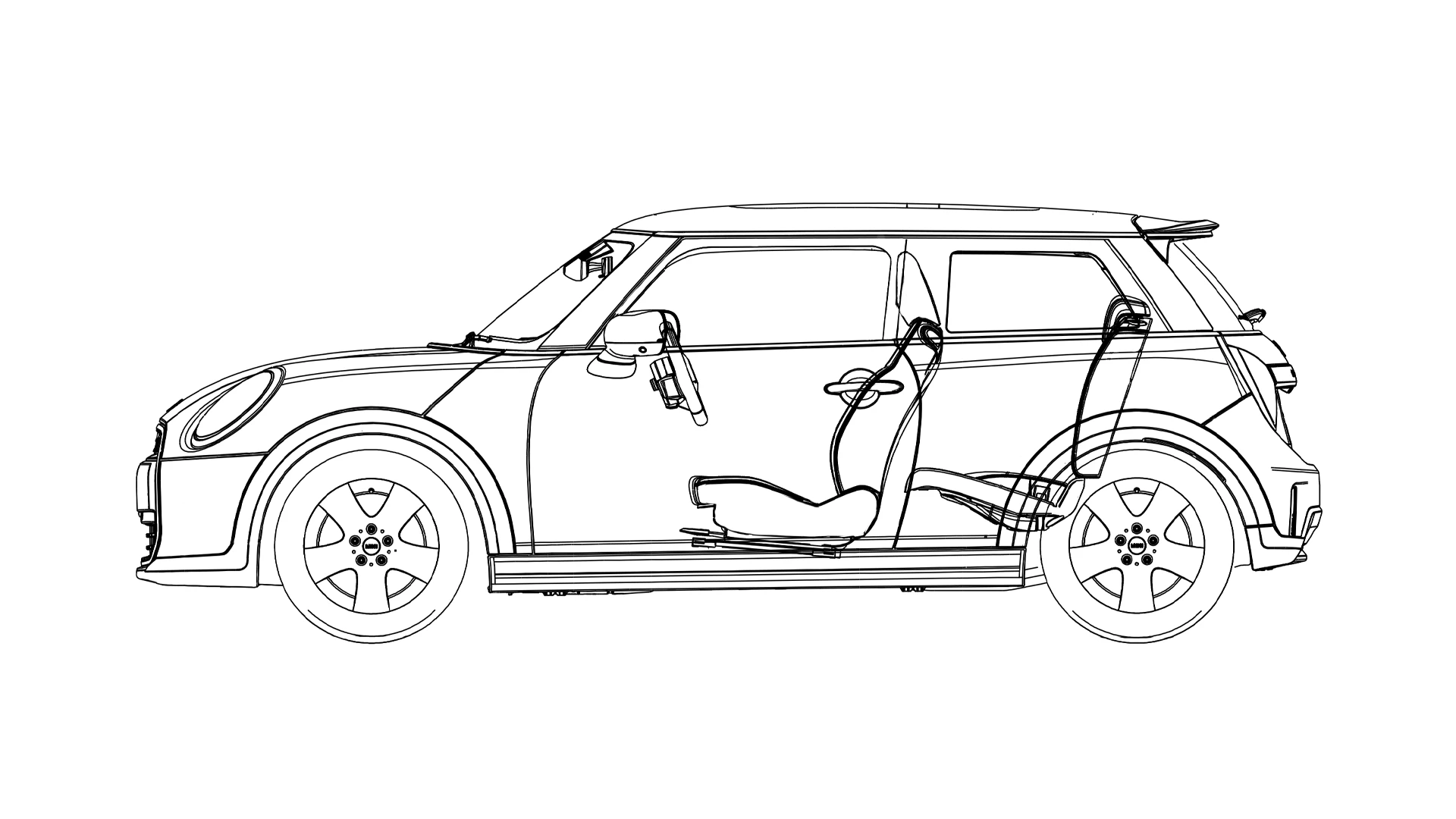 MINI Cooper 3 Portes – Croquis vue latérale