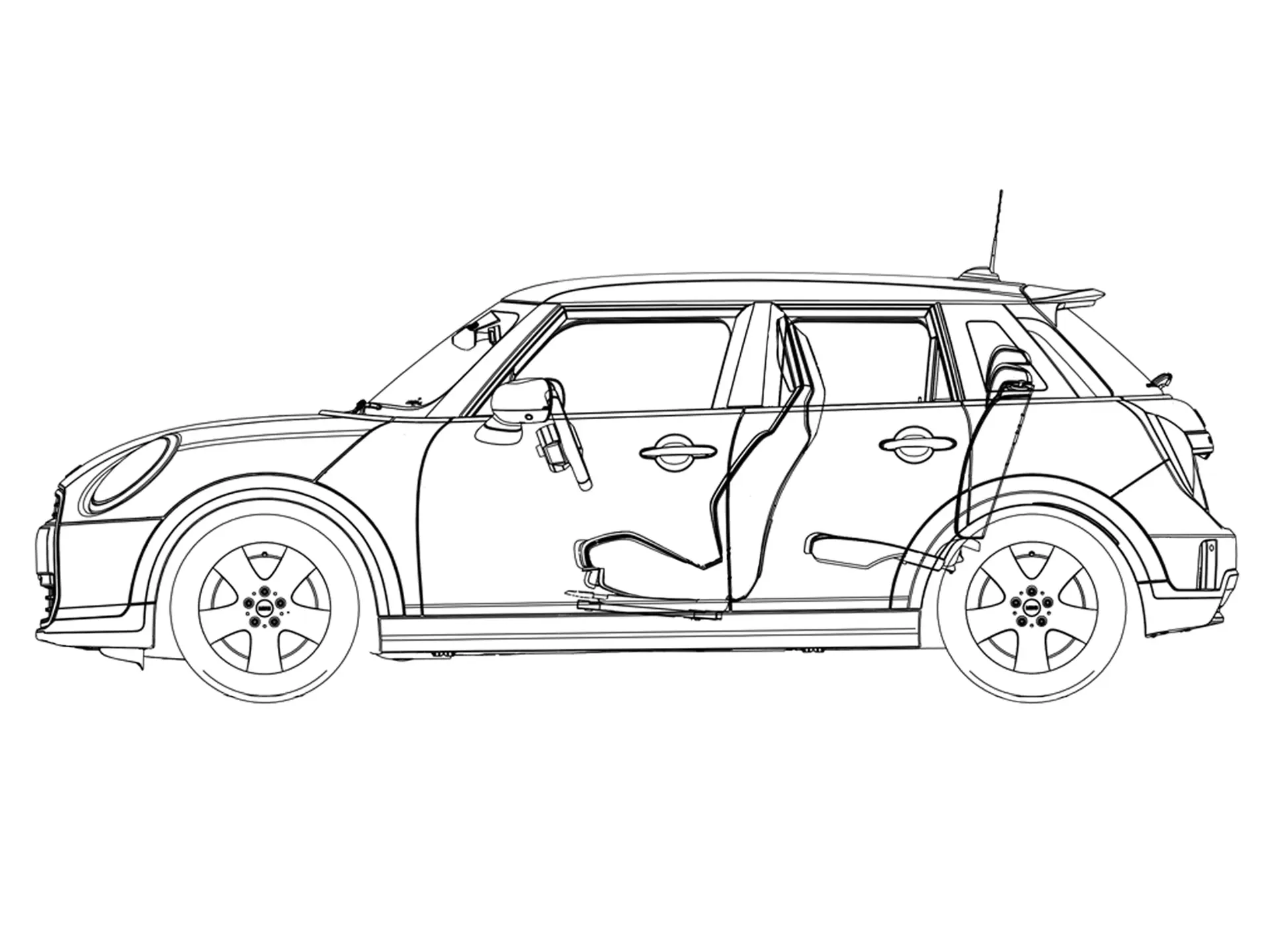 MINI Cooper 5 Portes – Croquis vue latérale