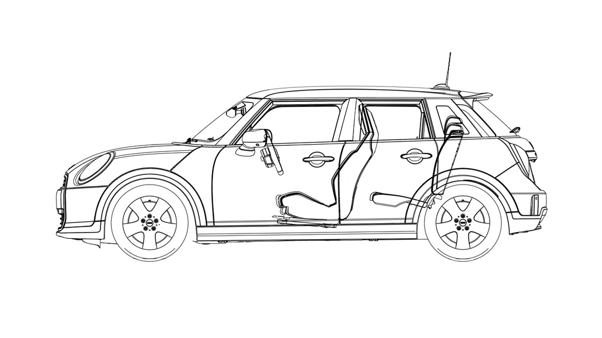 MINI Cooper 5 Portes – Croquis vue latérale