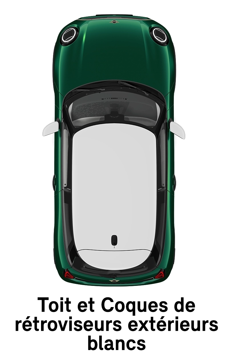  MINI - équipement - coques de toit et de rétroviseurs finition Favoured en blanc